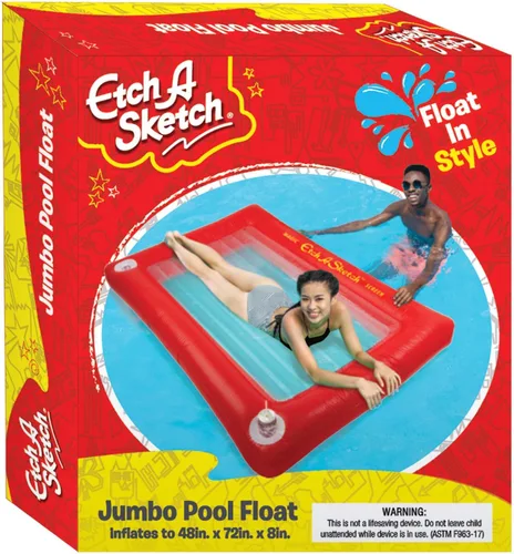 Vista 6 de Mighty Mojo Etch A Sketch - Flotador inflable para piscina, balsa gigante para niños y adultos, flotador para dos personas, con licencia