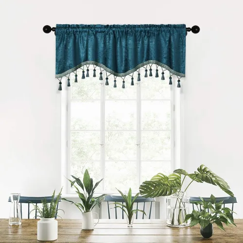 Vista 27 de Cortinas de doble cara de felpilla para cortina de cocina, cenefa para sala de estar