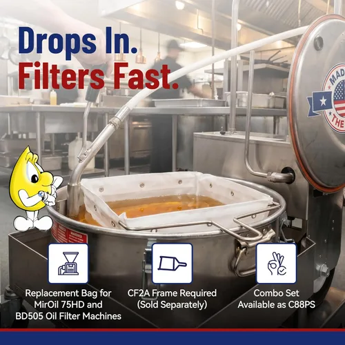 Vista 3 de MirOil RC88PS - Bolsa de filtro para freidora solamente, parte 12855, serie EZ Flow, para cargas pesadas de migas, adecuada para capacidad de aceite