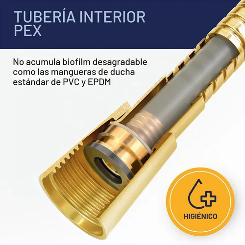 Vista 5 de HammerHead Showers Accesorio de manguera de ducha de metal sólido para alcachofa, manguera universal de repuesto extra larga de 72 pulgadas para Oro