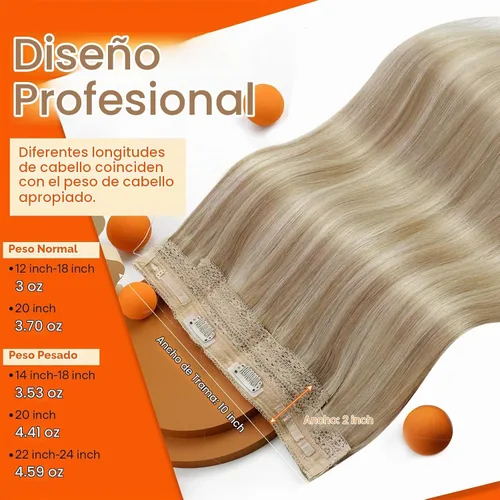Vista 2 de Sunny - Extensiones de cabello humano real, con cable/hilo y clips ajustables, aplicación invisible, 2.82 onzas, 12 pulgadas, color rubio cenizo