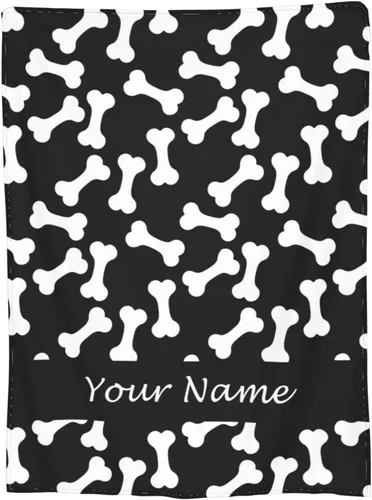 Vista 15 de Manta personalizada con texto de tu nombre, mantas de vellón coloridas personalizadas con huesos de pescado para adultos, niños, familia