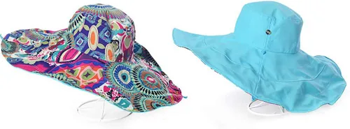 Vista 3 de Sombrero de sol para mujer, plegable, reversible, protección solar UV, ala ancha, gorra de playa de verano