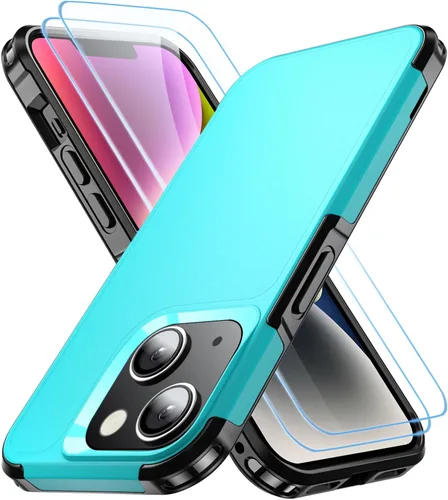 Vista 8 de Funda protectora para iPhone 14/iPhone 13, [grado militar] de 15 pies con 2 protectores de pantalla de vidrio templado, delgada y resistente funda