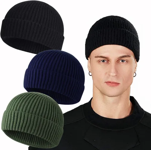 Vista 74 de ROYBENS Swag Wool Knit Cuff Short Fisherman Beanie for Men Women Winter Hat 1 albaricoque