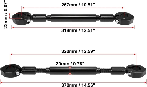Vista 3 de Motoforti 1 Unidades universal 0.866 in aleación de aluminio negro motocicleta equilibrio barra transversal manillar moto reforzar palanca accesorios