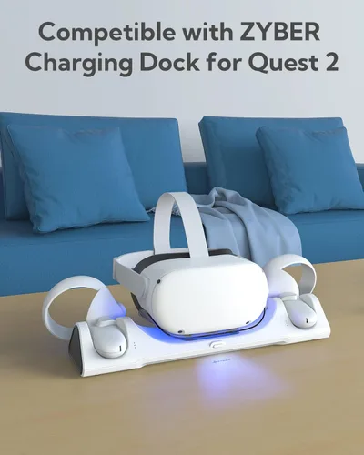 Vista 5 de ZYBER Kit de piezas de repuesto para base de carga ZYBER para Quest 2, incluye baterías recargables, cubiertas de batería de controlador Quest 2
