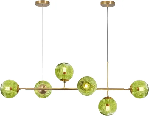 Vista 17 de KCO Lighting Lámpara de Araña Sputnik Moderna de Globo de 6 Luces Latón Dorado Lámpara de Araña Colgante Lineal Iluminación de Cristal Ahumado