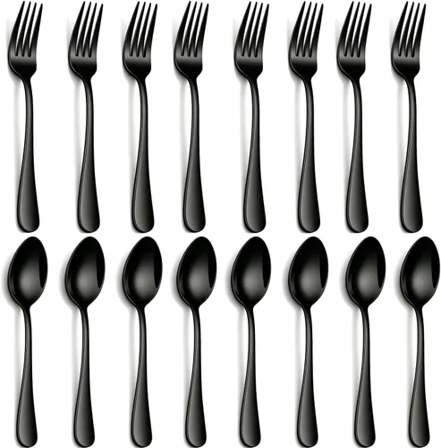 Vista 12 de Black Forks - Juego de cubiertos de 6 piezas, tenedores de acero inoxidable, juego de tenedores pulidos con espejo, juego de cubiertos esenciales