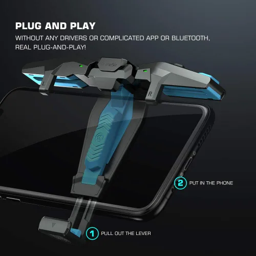 Vista 4 de GameSir Mobile TriggersMobile Game Controllers F4 FalconFoldable Plug and Play Gaming Trigger for iOS and Android PhonePUBGFortniteRules45-65 inch