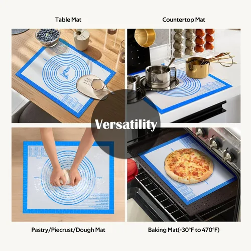 Vista 5 de Tapete de Silicona Antiadherente para Repostería Grande con Medidas de 16'' por 20'' para Tapete de Silicona para Hornear, Mostrador, Rodillo