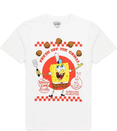 Vista 4 de SpongeBob SquarePants Conjunto de pijama para hombre, camiseta de manga corta y pantalones cortos para adultos, ropa de descanso de hamburguesa
