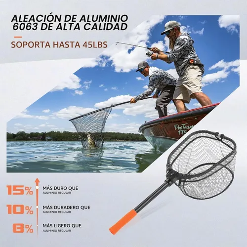 Vista 2 de KastKing Red de pesca Brutus, red de aterrizaje de peces plegable y extensible, red de pesca ligera y portátil con mango de espuma EVA suave
