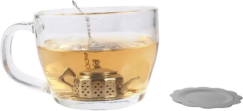 Vista 5 de Infusor de té en forma de tetera, colador de té ultra fino, filtro difusor de filtro de acero inoxidable para tazas de té de grano de hojas sueltas