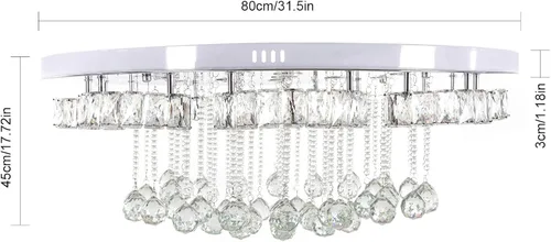 Vista 4 de OUKANING Lámparas de araña de cristal modernas para sala de estar, lámparas grandes para dormitorio, lámpara de techo empotrada para vestíbulo