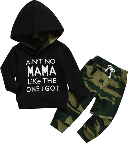 Vista 2 de Eghunooy Conjunto de ropa de manga larga con capucha y pantalones para bebés y niños pequeños