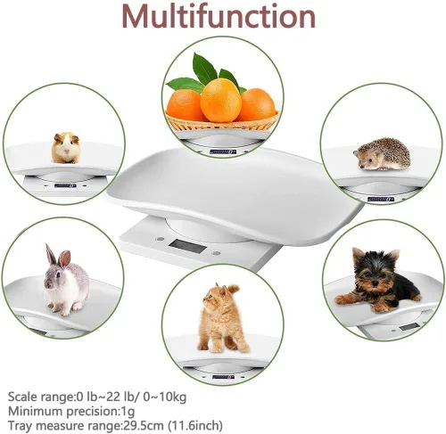 Vista 5 de Básculas digitales para mascotas, mini pantalla LCD de 22.0 lbs/0.04 oz, básculas electrónicas para medir el peso corporal de las mascotas, básculas