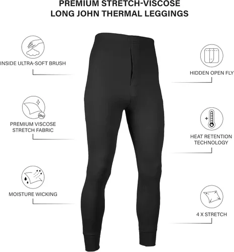 Vista 2 de Ropa interior térmica Long Johns para hombre Parte inferior con forro polar - Paquete de 3