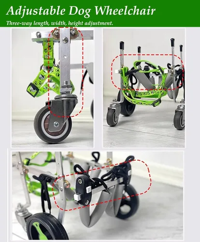 Vista 4 de Dog Wheelchair Light Weight Dog Wheelchair for Back Legs, 4 Wheel Pet Wheelchair Cart for Hind Limb Weakness Doggie, Support Leg and Belly Dog