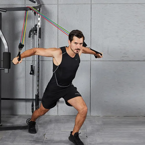 Vista 4 de Bandas de resistencia para entrenamiento con asas para hombres y mujeres, bandas de ejercicio para pesas de fitness, entrenamiento, hogar, oficina