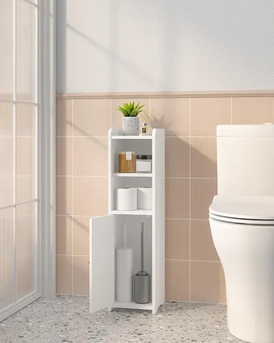 Vista 5 de Hzuaneri Gabinete de almacenamiento de baño pequeño, gabinetes estrechos de Blanco