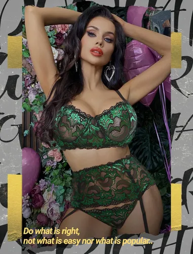 Vista 2 de Avidlove - Conjunto de lencería para mujer de cintura alta lencería con cinturón lencería