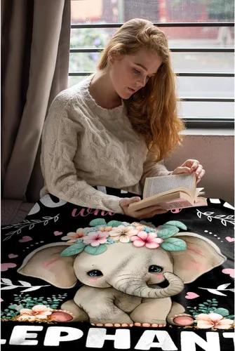 Vista 5 de Manta de elefante, regalos de elefante para mujeres y niñas, manta de franela suave, acogedora y ligera para sofá y cama, tamaño XS, 40 x 30