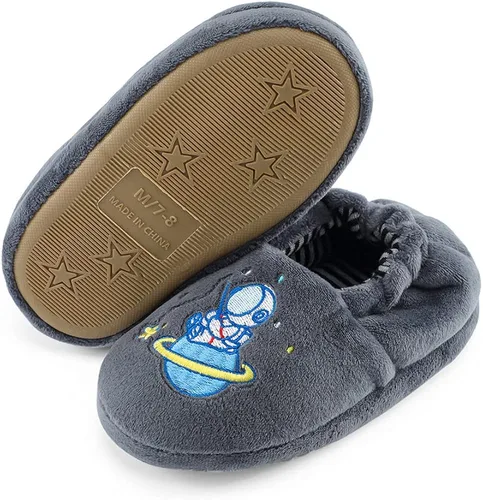 Vista 4 de Estamico pantuflas de felpa de calidad superior, tejido suave, con caricaturas, para niños pequeños, calzado cálido para el hogar y para el invierno