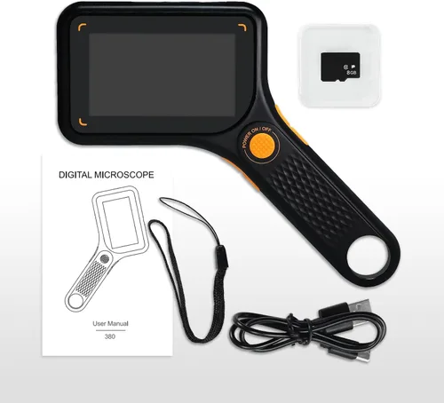 Vista 9 de Microscopio digital de mano con enfoque automático con pantalla IPS de 3 pulgadas e iluminación LED, lupa portátil microscopio USB con tarjeta TF
