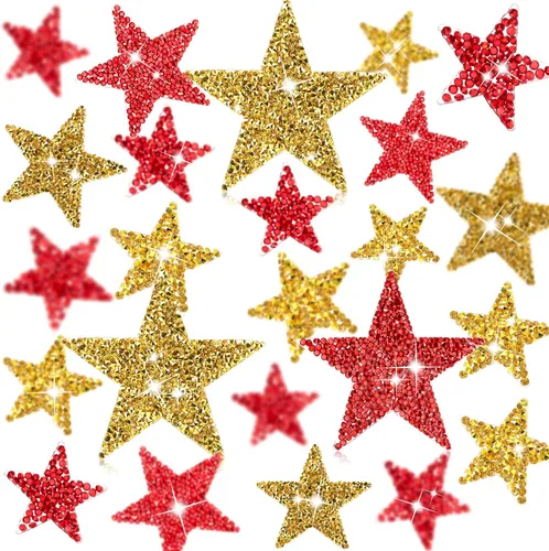 Vista 17 de Syhood 24 parches de estrellas para hierro, 1.57/2.36/3.15 pulgadas, color Plateado