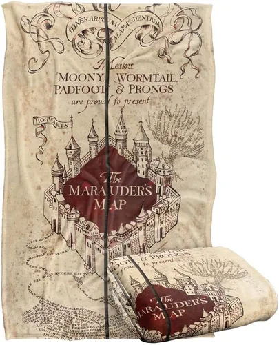 Vista 9 de Harry Potter Marauder's Map - Manta con licencia oficial de tacto sedoso, manta súper suave, 36 x 58 pulgadas, color blanco y negro