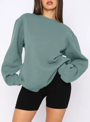 Vista 4 de Beaully Women's Oversized Crewneck Long Sleeve Sweatshirts Casual Solid Pullover Sweatshirt Tops Shirts