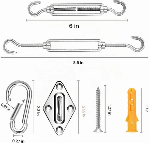 Vista 7 de Kit de accesorios para toldo, kit de accesorios para toldo con cuerda de alambre de acero inoxidable 304 para velas Kit de 50 piezas