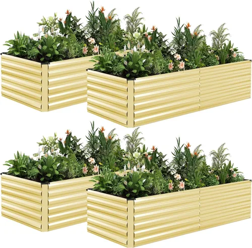 Vista 40 de NAVINE Cama de jardín elevada de 8 x 4 x 2 pies, macetas elevadas de metal grande, macetas para plantas al aire libre para verduras, flores