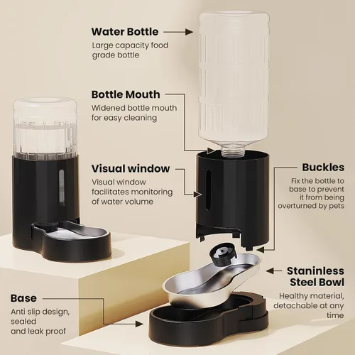Vista 7 de CZPET Dispensador automático de agua para mascotas de 7L y accesorios de tapa de botella