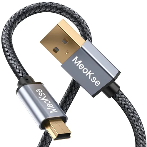 Vista 7 de NA Meokse - Cable mini USB de 20 pies / 19.7 ft, cable USB 2.0 trenzado de nailon tipo A a mini B con carcasa de aluminio y conectores chapados