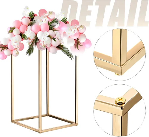 Vista 5 de MECCANIXITY Columna de jarrón de flores de boda, soporte de metal para flores de 15.7 pulgadas de alto, para decoración de bodas, fiestas, cenas
