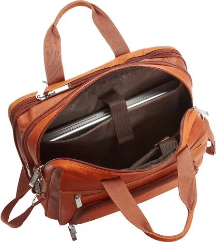 Vista 16 de Kenneth Cole REACTION "Out of the Bag" Manhattan - Bolso bandolera de cuero colombiano para laptop de 15.6" para viajes y negocios