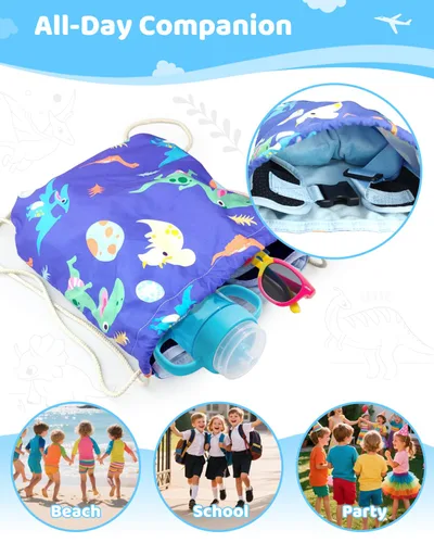 Vista 3 de Cama de avión para niños pequeños, extensor de asiento de avión para niños, bolsa de cordón 2 en 1, artículos esenciales de viaje para niños