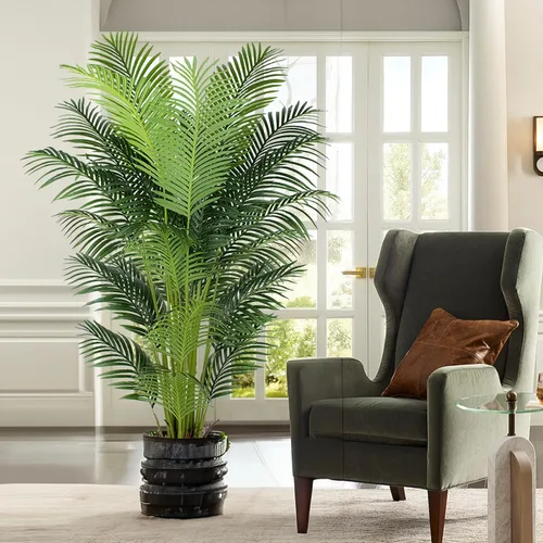 Vista 12 de Yepdin Planta artificial de palma tropical – Árbol artificial de 5 pies con maceta de plástico para oficina y decoración del hogar, plantas altas