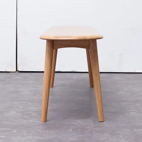 Vista 4 de Banco de comedor de madera de roble macizo, banco de acento con grano de madera para comedor, entrada, dormitorio