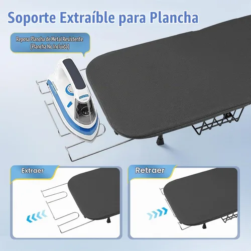 Vista 4 de Tabla de planchar de mesa, pequeña tabla de planchar plegable con soporte de hierro, mini tabla de planchar portátil para espacios pequeños, mesa