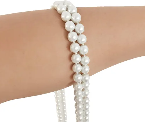 Vista 2 de 2 collares de perlas, elegante cadena larga de perlas para ropa, accesorios de ropa, accesorios de cuentas
