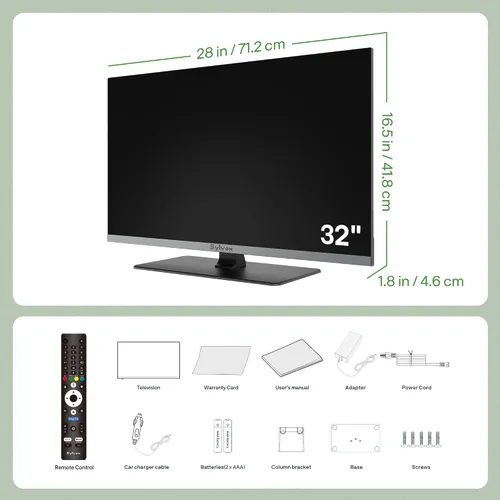 Vista 6 de SYLVOX 32" 12V/24V Smart RV TV con Google TV y reproductor de DVD