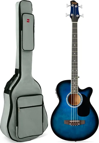 Vista 11 de Best Choice Products Guitarra Bajo Eléctrica Acústica, Tamaño Completo de 4 Cuerdas, Guitarra Bajo con Trastes con Funda de Transporte Acolchada