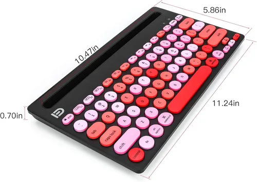 Vista 3 de HUO JI Teclado Inalámbrico Multidispositivo, Bluetooth y Modo Dual de 2.4G para iPad, Cambio a 3 Dispositivos para Celular, Tablet, PC, Smart TV