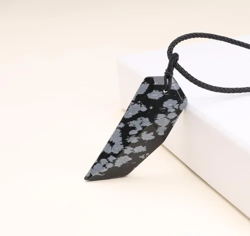 Vista 5 de COAI Collar con dije de colmillo de lobo en obsidiana para hombre