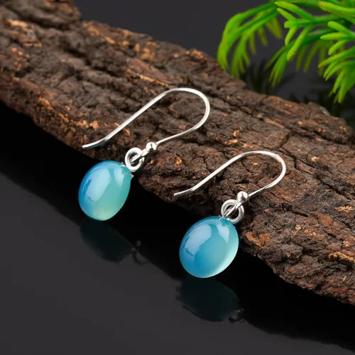 Vista 4 de Pendientes colgantes delicados de piedras preciosas naturales, aretes de plata de ley 925 de diseñador, joyería hecha a mano, piedra de nacimiento