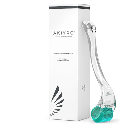 Vista 8 de AKIYRO Derma Roller 0.012 in - Rodillo de microagujas con estuche de almacenamiento - 192 microagujas dérmicas herramienta para cara, barba, cuero