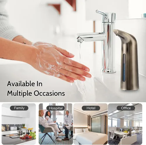 Vista 7 de Dispensador automático de jabón sin contacto, dispensador de jabón líquido sin contacto de 13.5 fl oz, dispensador de jabón para platos manos